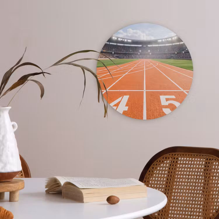 Sintelbaan - Stadion - Sport -Oranje Akoestische PET Vilt - Rond klein -sfeer3