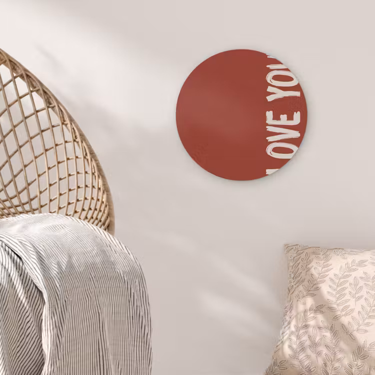Schuin - Loveyou - Rood Akoestische PET Vilt - Rond klein -sfeer4
