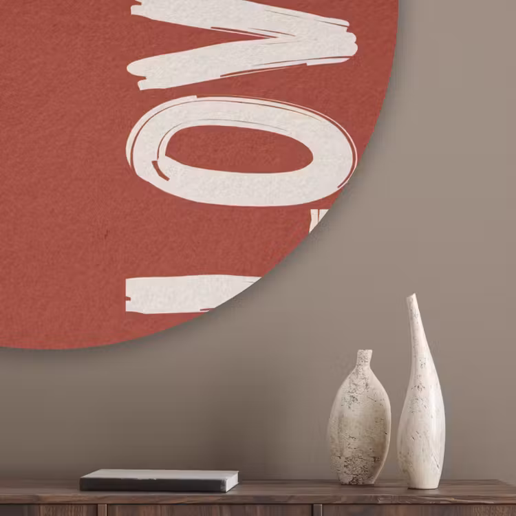 Schuin - Loveyou - Rood Akoestische PET Vilt - Rond klein -sfeer5_closeup