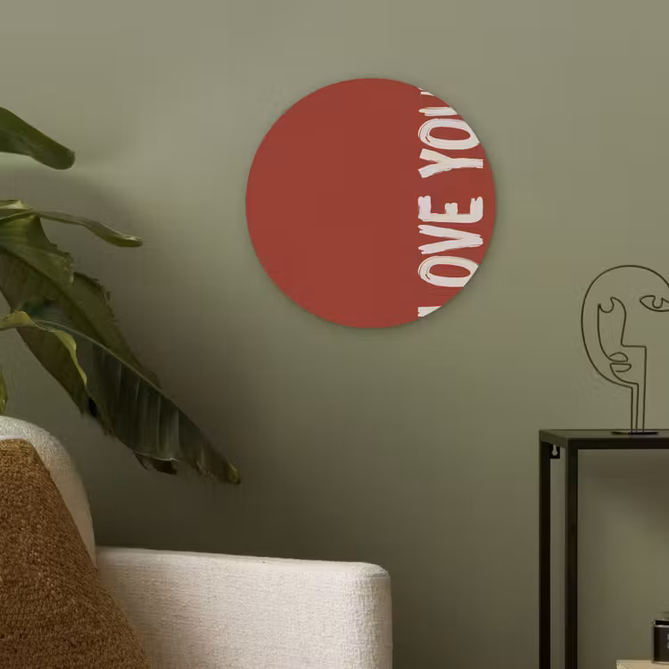 Schuin - Loveyou - Rood Akoestische PET Vilt - Rond klein -sfeer2