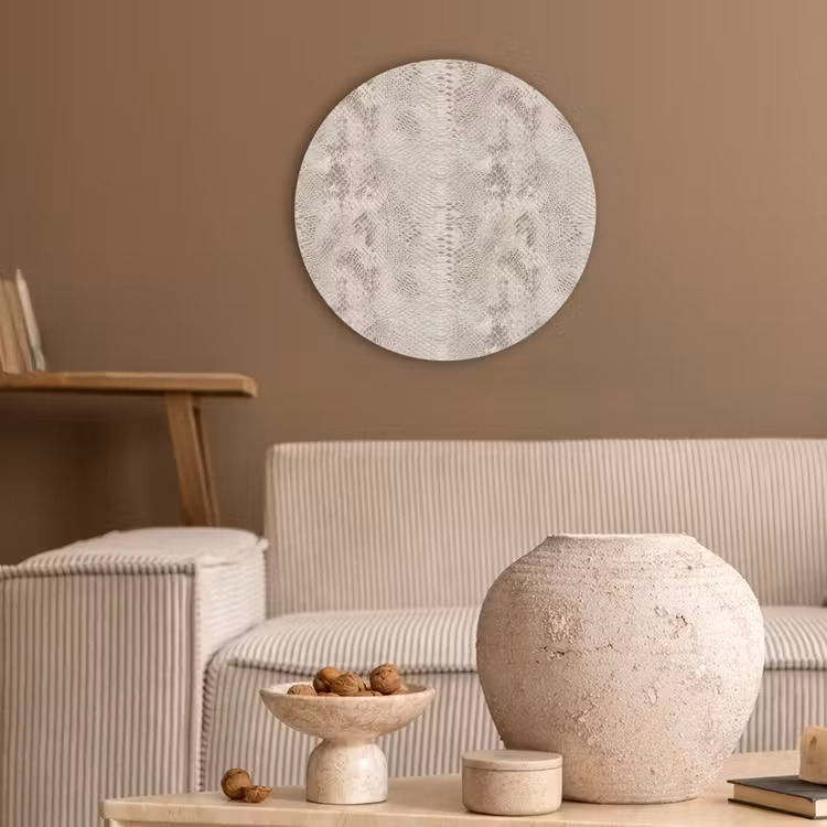 Slang - Patroon - Beige Akoestische PET Vilt - Rond klein 838 -sfeer1
