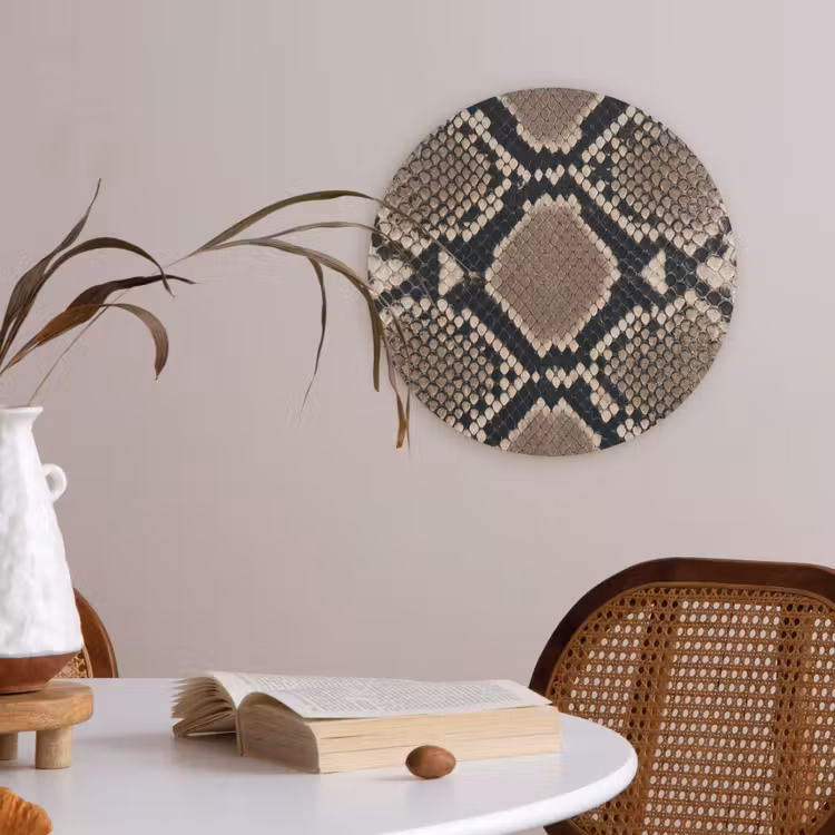 Slangenprint - Python - Bruin Akoestische PET Vilt - Rond klein -sfeer3