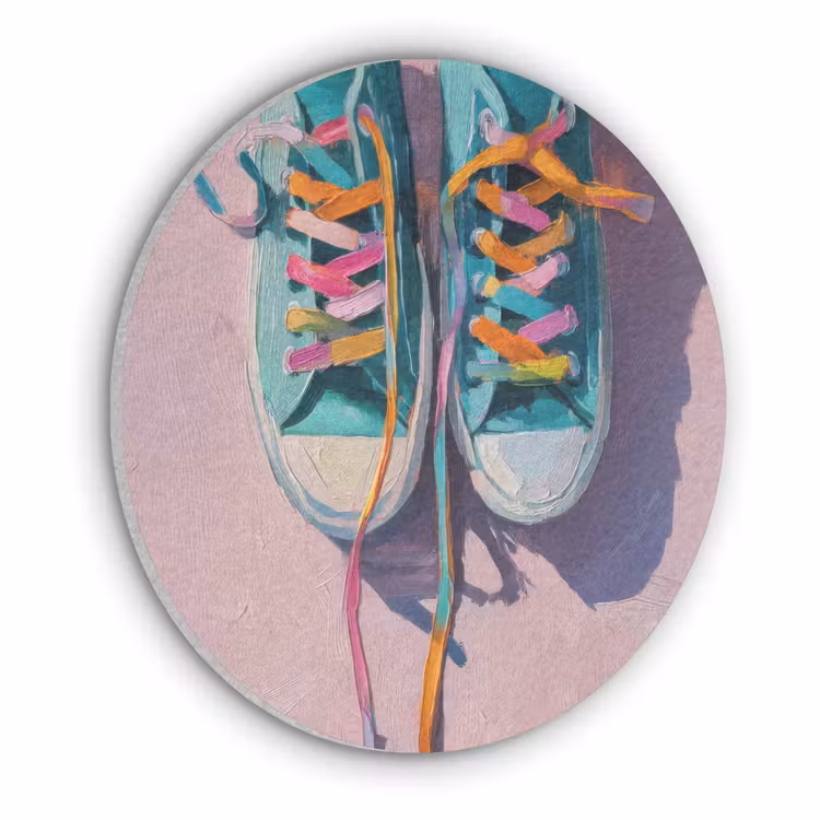 Sneakers - Veters - Kleurrijk - Schaduw Akoestische PET Vilt - Rond klein -3d