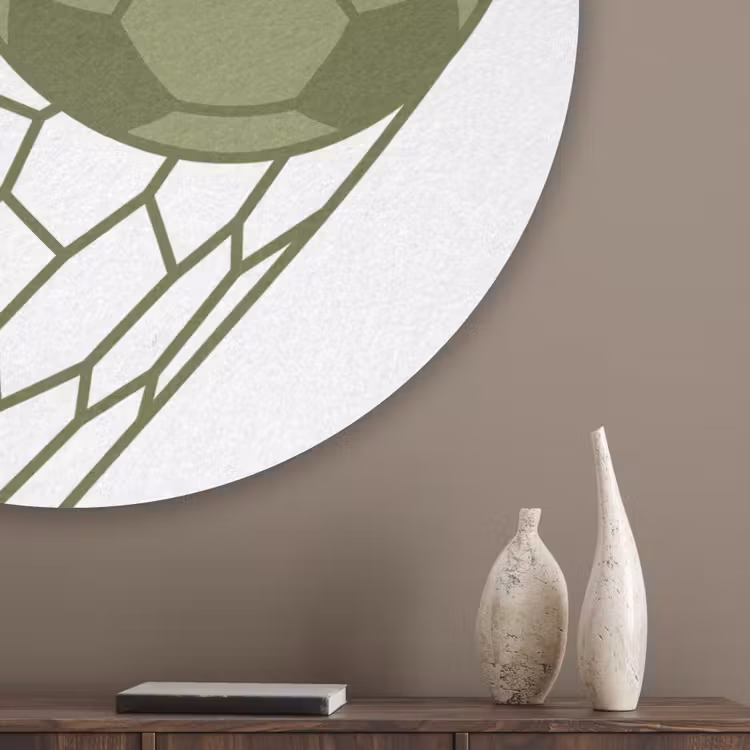 Voetbal - Goal - Sport - Groen Akoestische PET Vilt - Rond klein -sfeer5_closeup