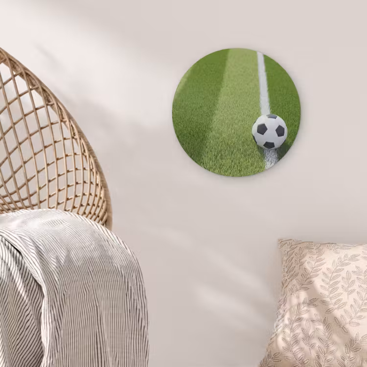 Voetbal - Grasveld - Sport - Groen Akoestische PET Vilt - Rond klein -sfeer4