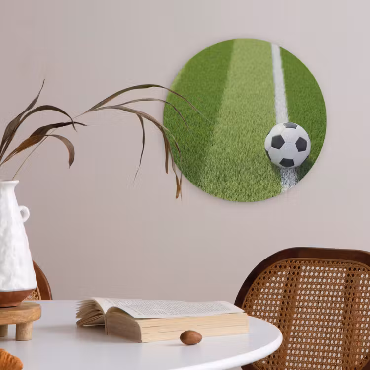 Voetbal - Grasveld - Sport - Groen Akoestische PET Vilt - Rond klein -sfeer3