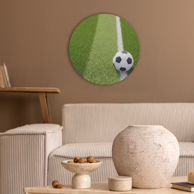 Voetbal - Grasveld - Sport - Groen Akoestische PET Vilt - Rond klein -sfeer1