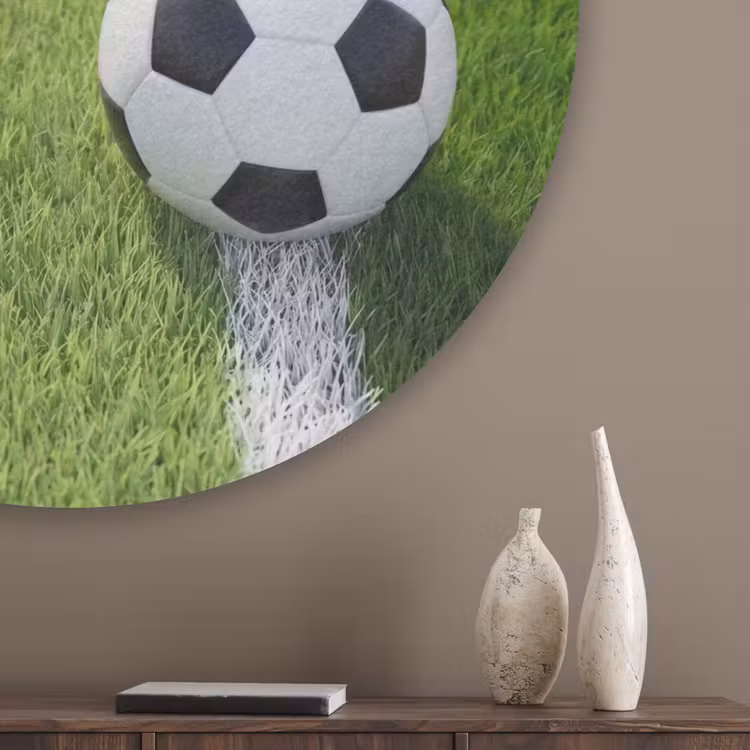 Voetbal - Grasveld - Sport - Groen Akoestische PET Vilt - Rond klein -sfeer5_closeup
