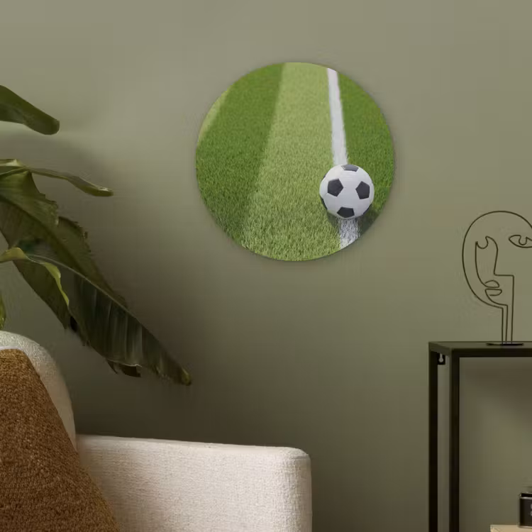 Voetbal - Grasveld - Sport - Groen Akoestische PET Vilt - Rond klein -sfeer2