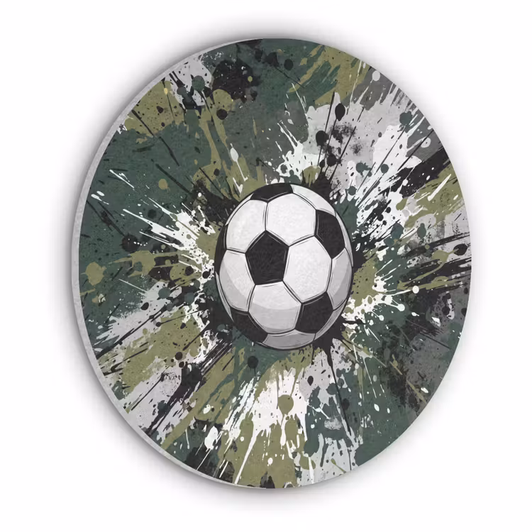 Voetbal - Verf - Spetters - Groen Akoestische PET Vilt - Rond klein -3d