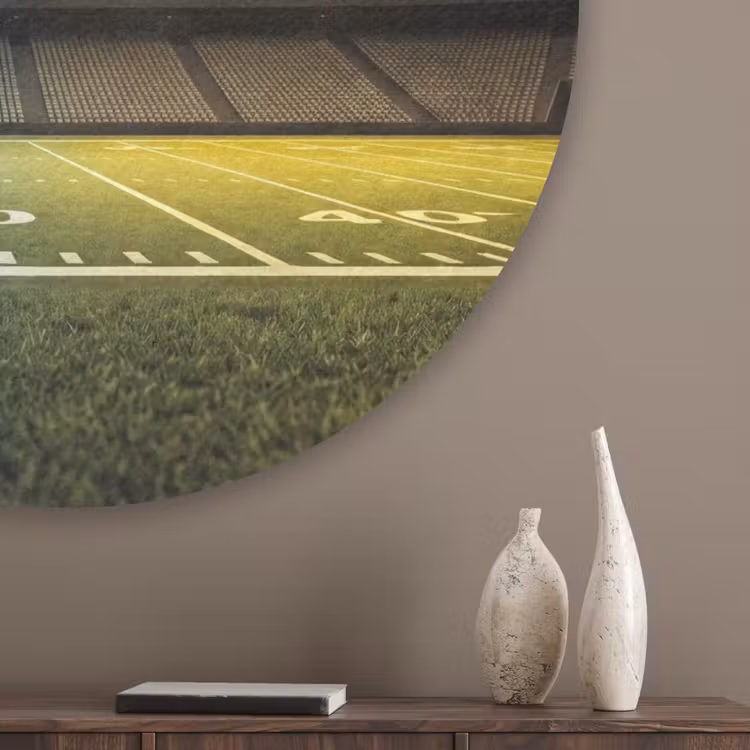 Voetbal - Stadion - Nacht - Modern Akoestische PET Vilt - Rond klein -sfeer5_closeup