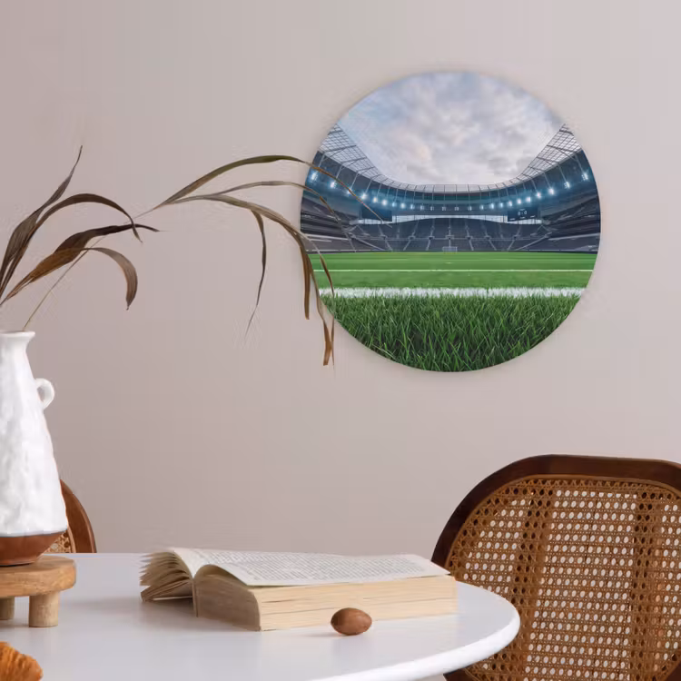 Voetbal - Stadion - Sport - Groen Akoestische PET Vilt - Rond klein -sfeer3