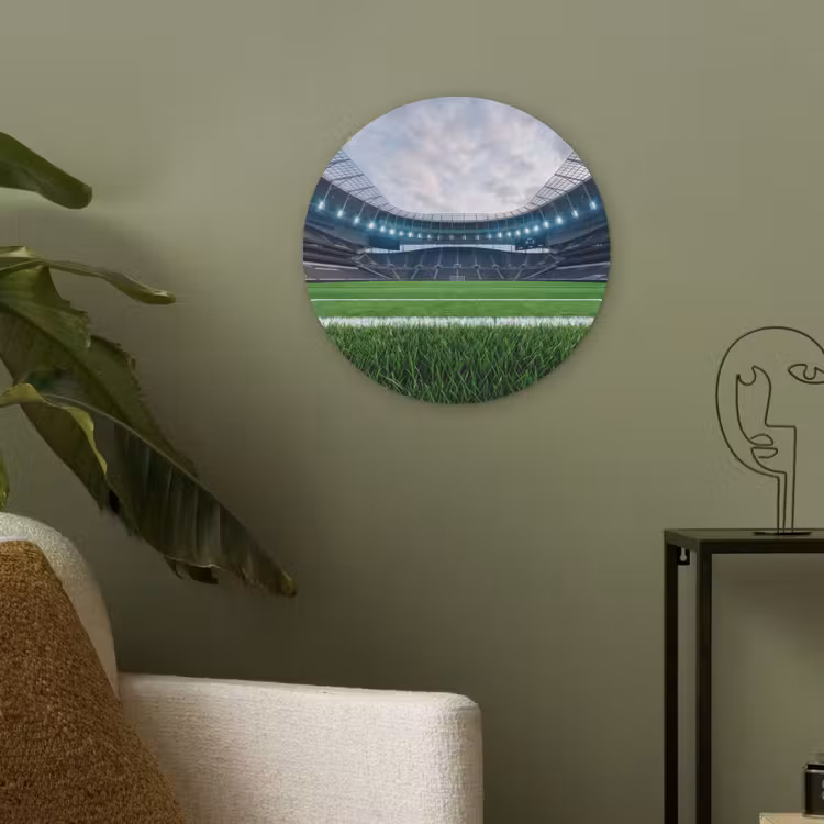 Voetbal - Stadion - Sport - Groen Akoestische PET Vilt - Rond klein -sfeer2