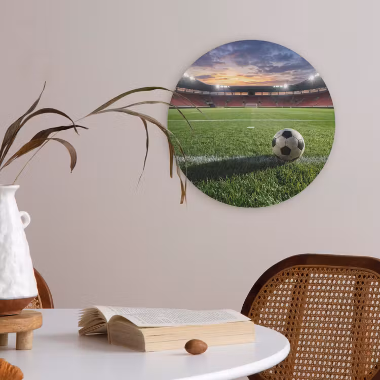Voetbal - Stadion - Sport - Groen Akoestische PET Vilt - Rond klein -sfeer3