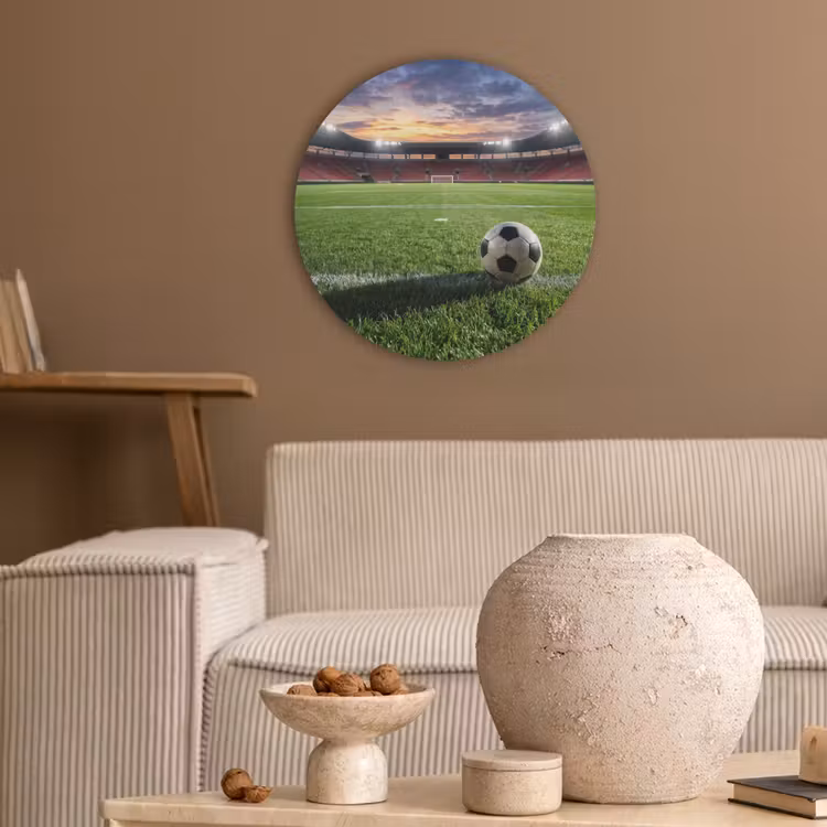 Voetbal - Stadion - Sport - Groen Akoestische PET Vilt - Rond klein -sfeer1