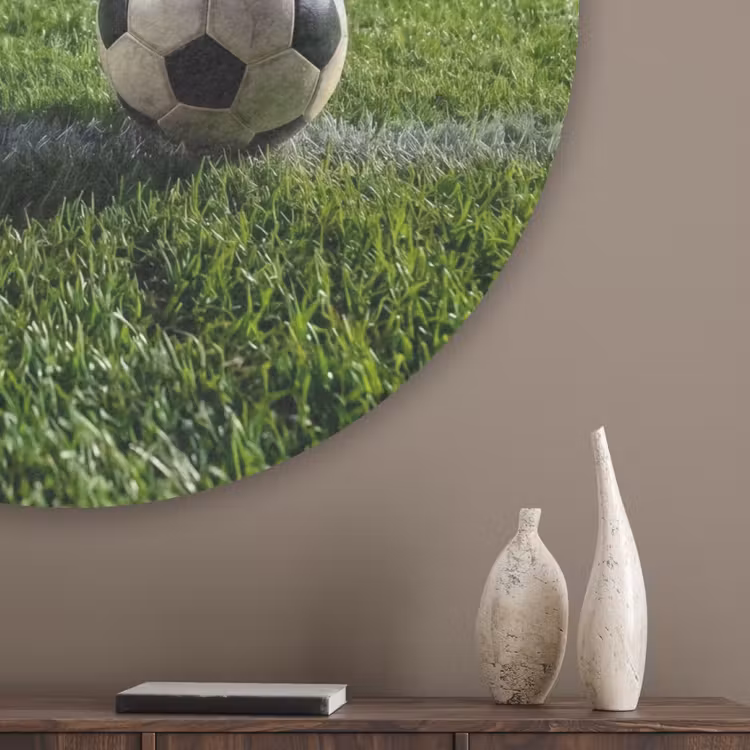 Voetbal - Stadion - Sport - Groen Akoestische PET Vilt - Rond klein -sfeer5_closeup