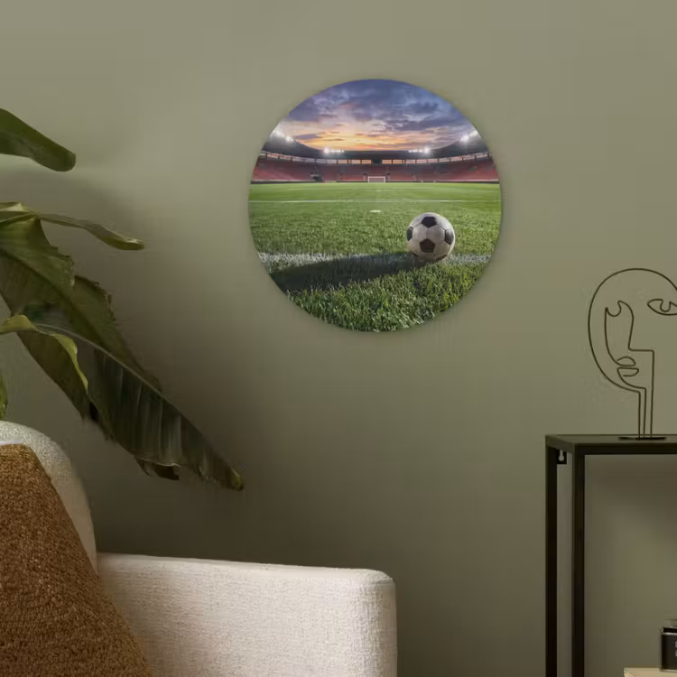 Voetbal - Stadion - Sport - Groen Akoestische PET Vilt - Rond klein -sfeer2