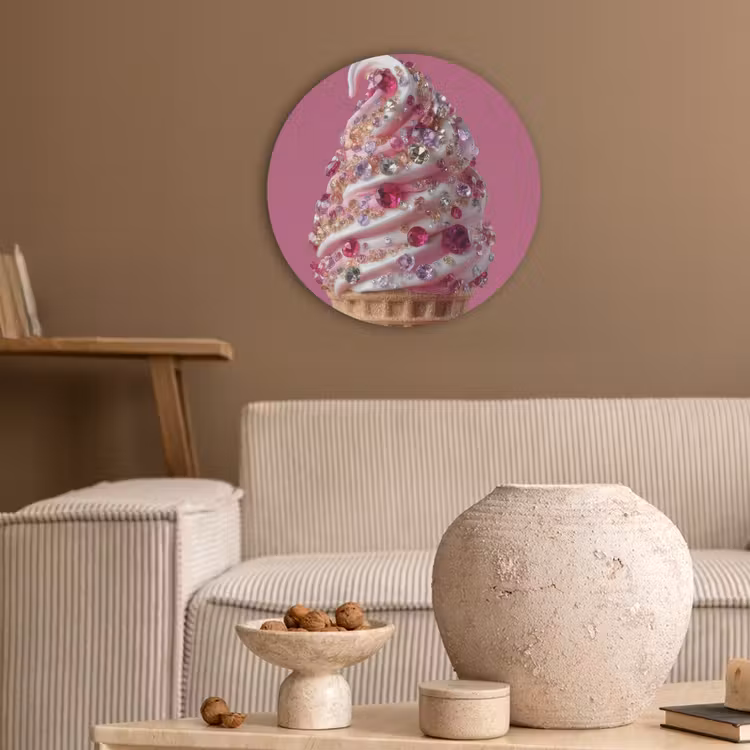 Softijs - Edelstenen - Roze - Hoorntje Akoestische PET Vilt - Rond klein -sfeer1