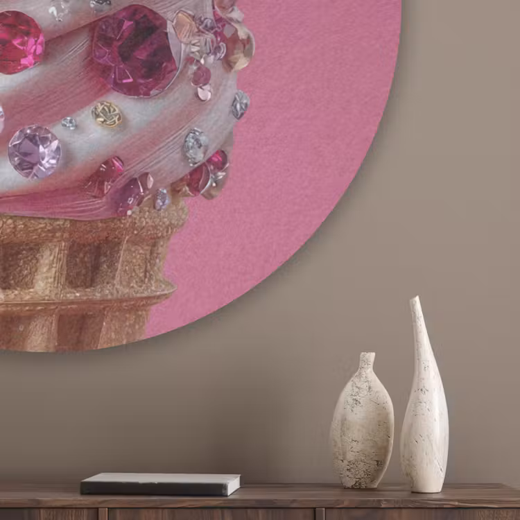 Softijs - Edelstenen - Roze - Hoorntje Akoestische PET Vilt - Rond klein -sfeer5_closeup