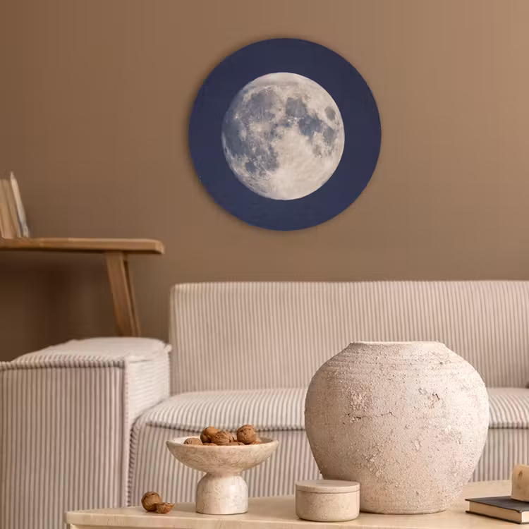 Ruimte - Maan - Kosmos Akoestische PET Vilt - Rond klein -sfeer1