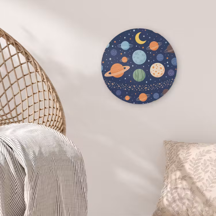 Ruimte - Planeten - Kleurrijk Akoestische PET Vilt - Rond klein -sfeer4