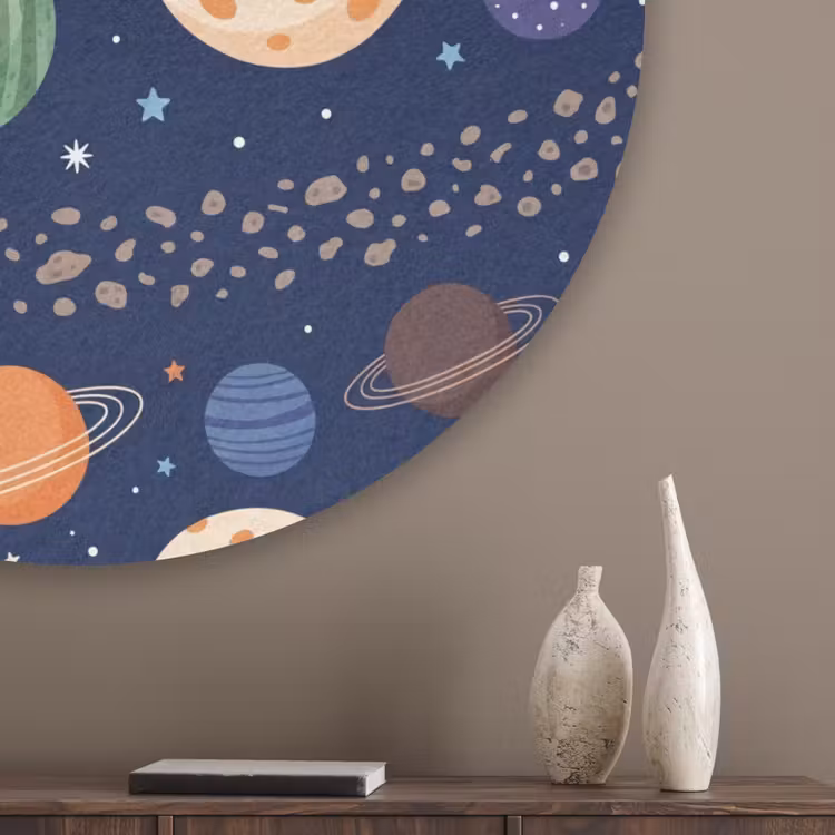 Ruimte - Planeten - Kleurrijk Akoestische PET Vilt - Rond klein -sfeer5_closeup