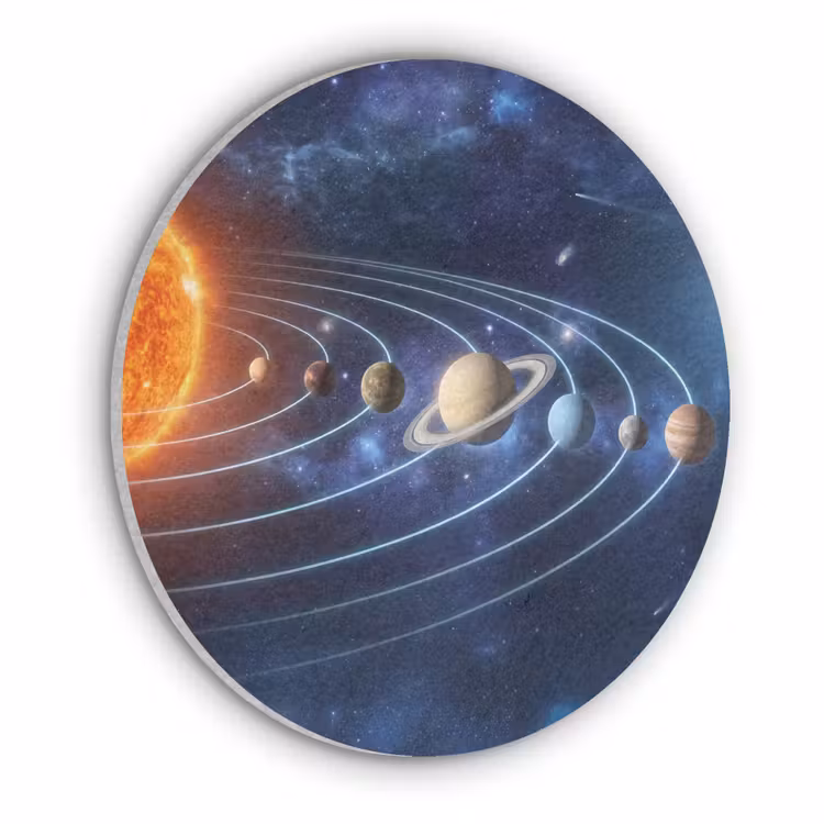 Ruimte - Zonnestelsel - Blauw Akoestische PET Vilt - Rond klein -3d