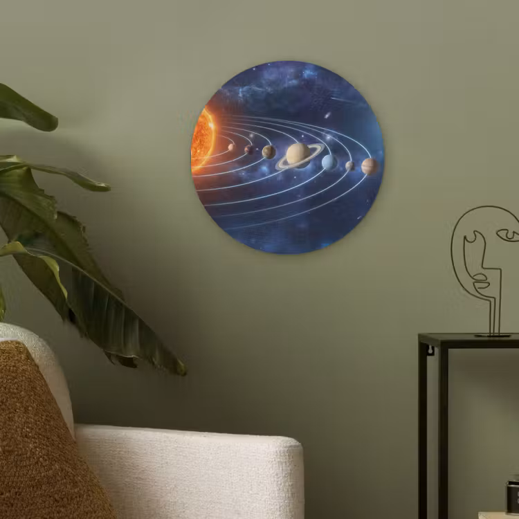 Ruimte - Zonnestelsel - Blauw Akoestische PET Vilt - Rond klein -sfeer2