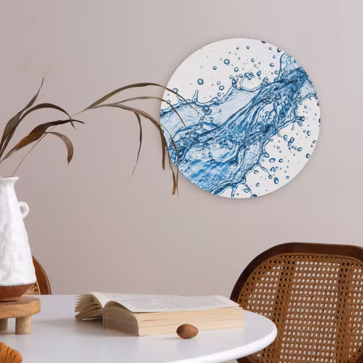 Spash - Water - Blauw Akoestische PET Vilt - Rond klein -sfeer3