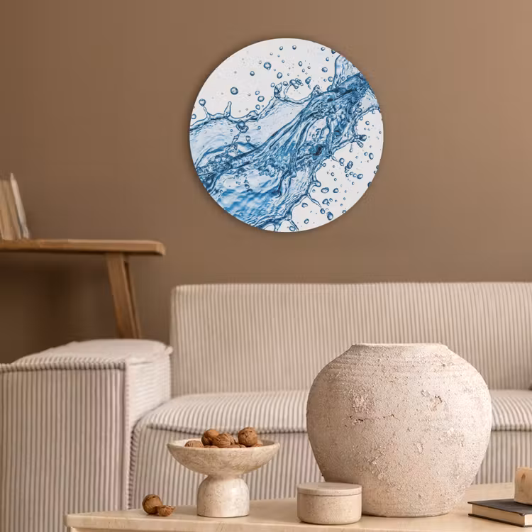 Spash - Water - Blauw Akoestische PET Vilt - Rond klein -sfeer1