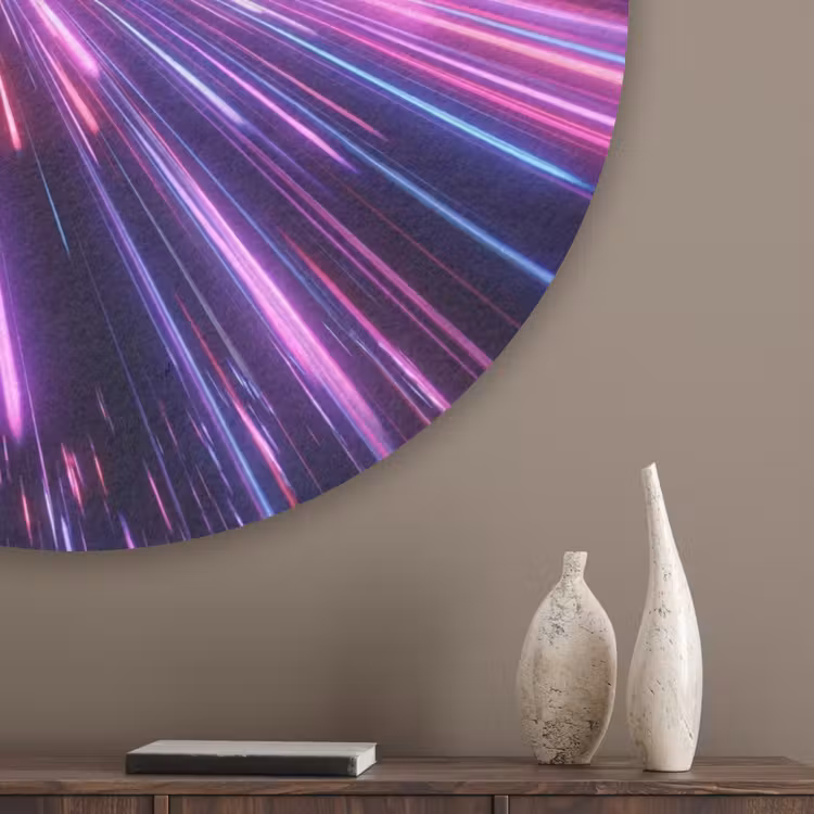 Lichtsnelheid - Ruimte - Roze - Paars Akoestische PET Vilt - Rond klein -sfeer5_closeup