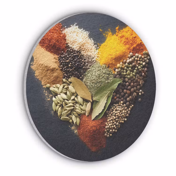 Specerijen - Mix - Hartvorm - Zwart Akoestische PET Vilt - Rond klein -3d