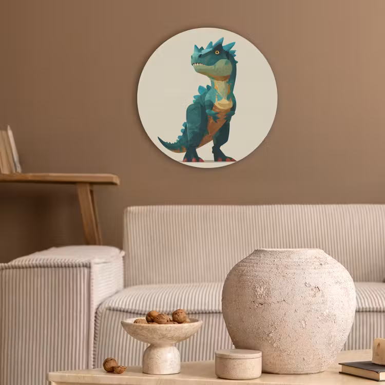 Stekels - Dino - Blauw - Gespierd Akoestische PET Vilt - Rond klein -sfeer1