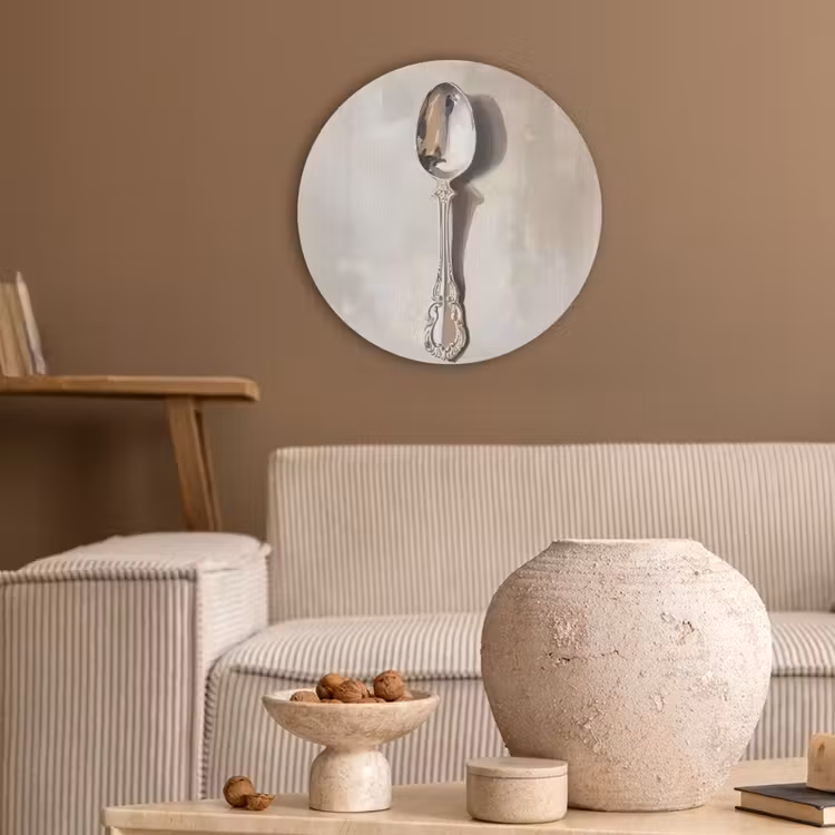 Lepel - Verf - Zilver Akoestische PET Vilt - Rond klein -sfeer1