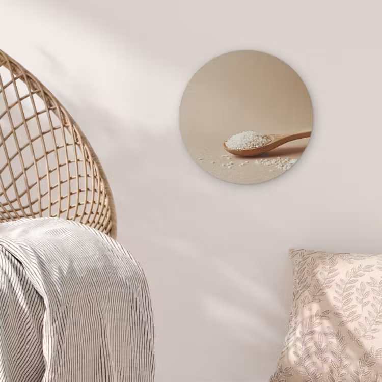 Lepel - Rijst - Hout - Beige Akoestische PET Vilt - Rond klein -sfeer4