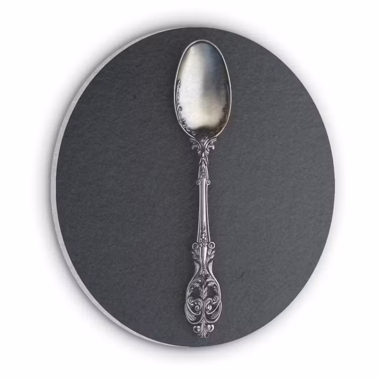 Lepel - Zilver - Metaal Akoestische PET Vilt - Rond klein -3d