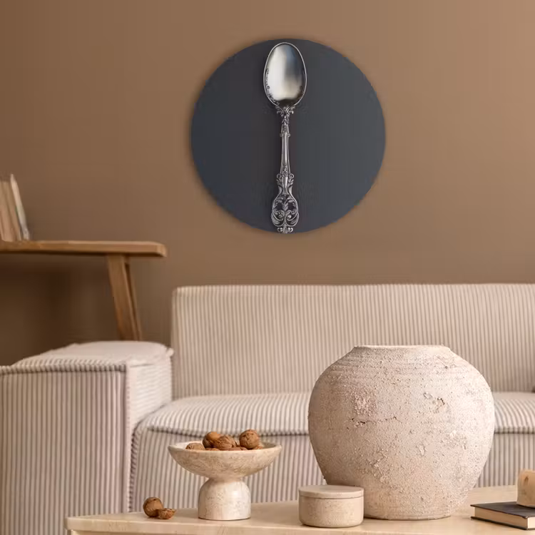 Lepel - Zilver - Metaal Akoestische PET Vilt - Rond klein -sfeer1