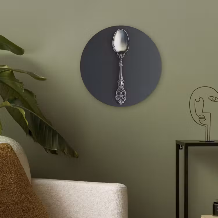 Lepel - Zilver - Metaal Akoestische PET Vilt - Rond klein -sfeer2