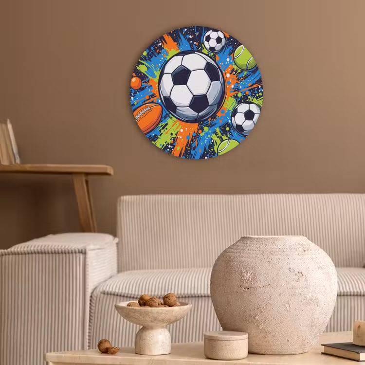 Sport - Ballen - Kleurrijk Akoestische PET Vilt - Rond klein -sfeer1