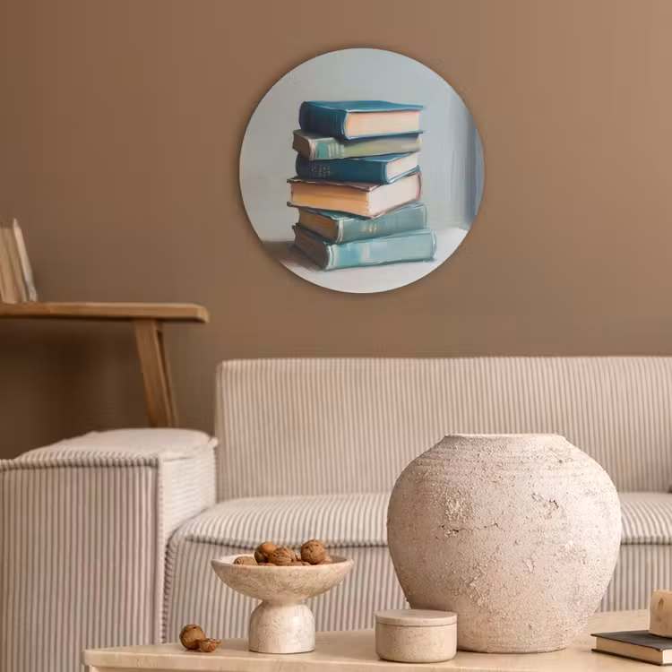Stapel - Boeken - Groen - Daglicht Akoestische PET Vilt - Rond klein -sfeer1