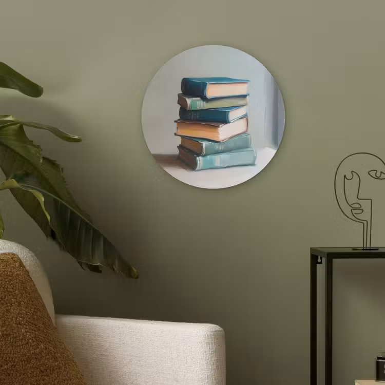 Stapel - Boeken - Groen - Daglicht Akoestische PET Vilt - Rond klein -sfeer2
