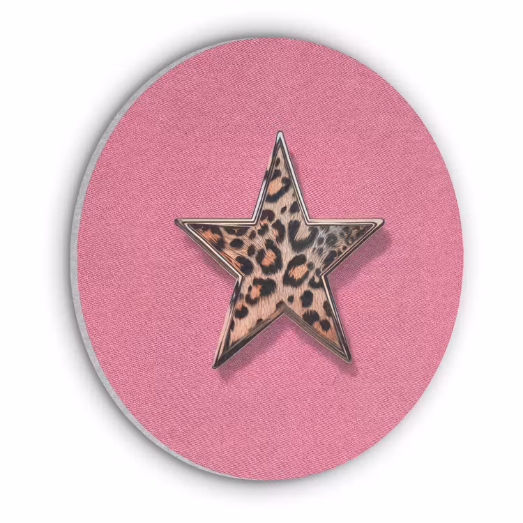 Ster - Luipaard - Print - Roze Akoestische PET Vilt - Rond klein -3d