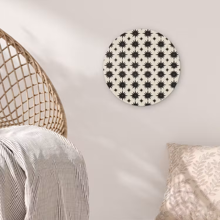 Stervormen - Geometrisch - Zwart Akoestische PET Vilt - Rond klein 838 -sfeer4