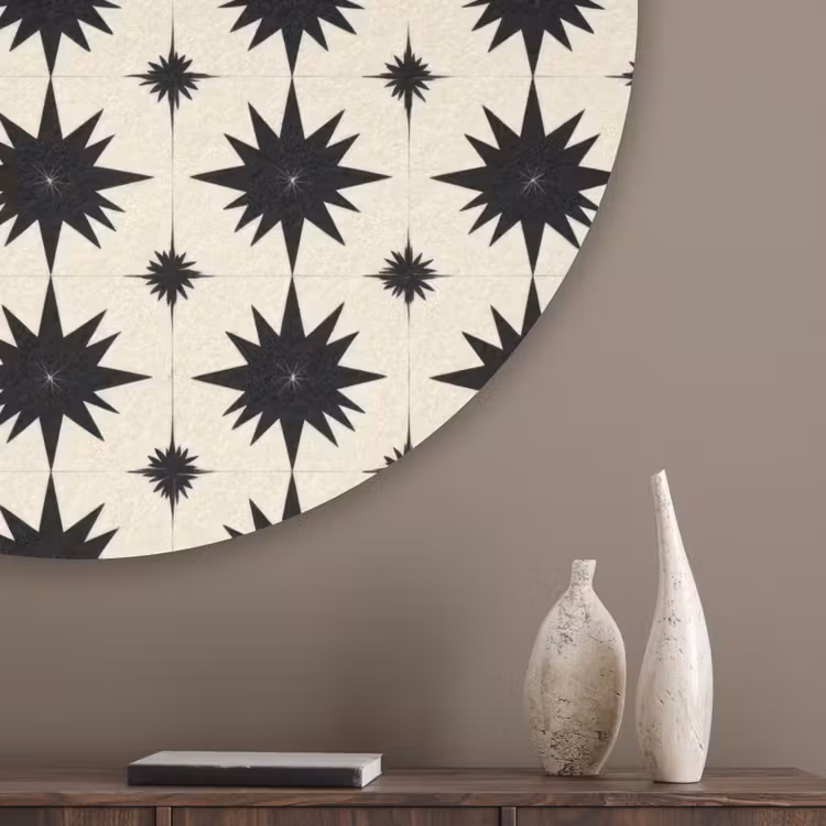 Stervormen - Geometrisch - Zwart Akoestische PET Vilt - Rond klein 838 -sfeer5_closeup