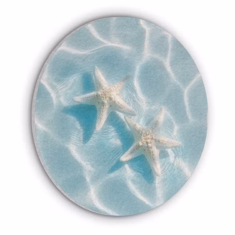 Zeesterren - Golvend water - Rustgevend Akoestische PET Vilt - Rond klein -3d
