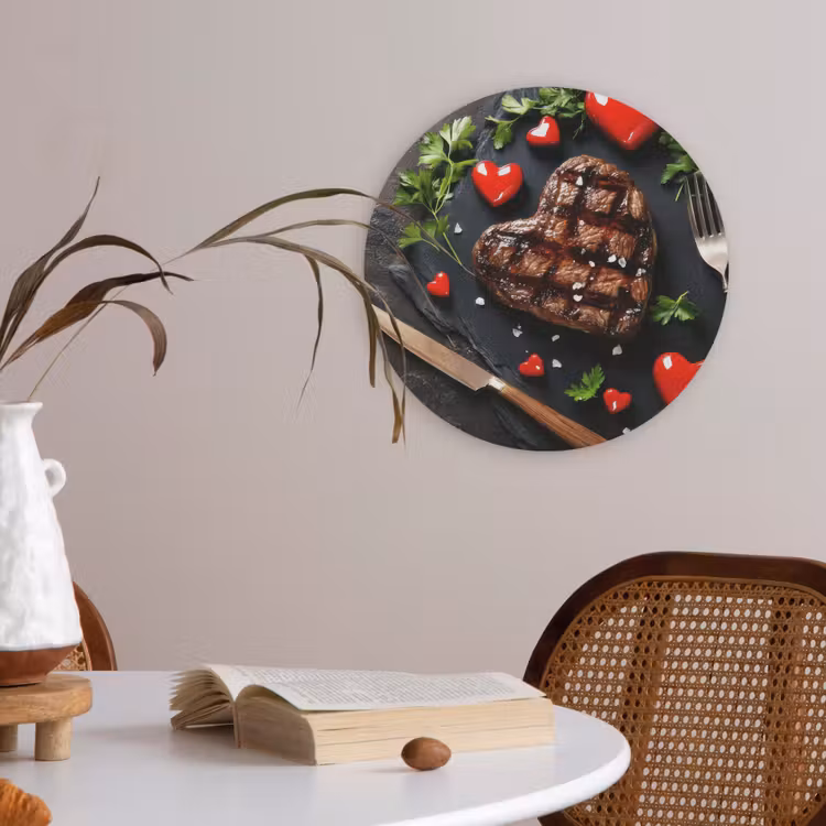 Steak - Hart - Bestek Akoestische PET Vilt - Rond klein -sfeer3
