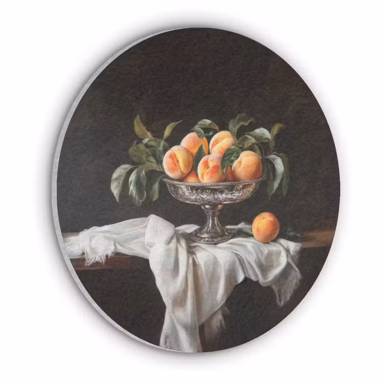 Stilleven - Perziken - Vintage Akoestische PET Vilt - Rond klein -3d