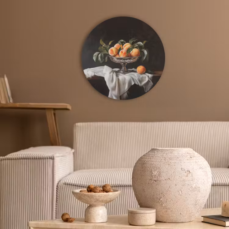 Stilleven - Perziken - Vintage Akoestische PET Vilt - Rond klein -sfeer1