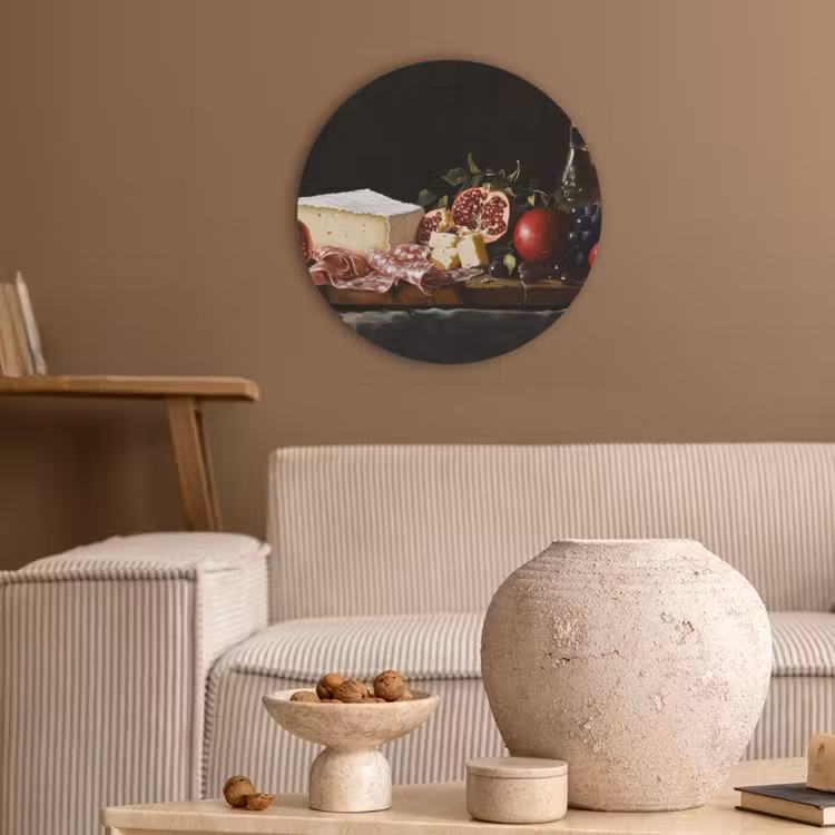 Stilleven - Vintage - Borrelplank Akoestische PET Vilt - Rond klein -sfeer1