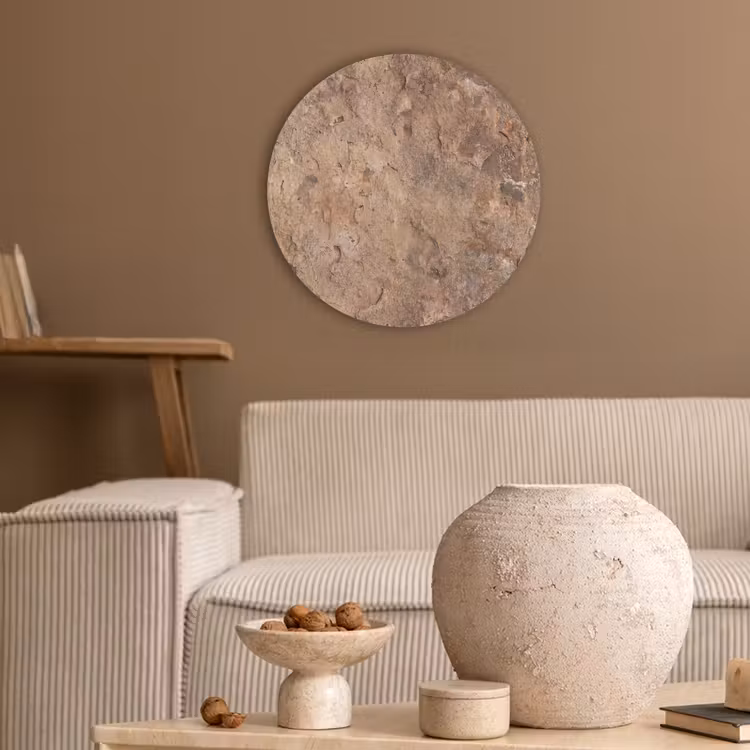Steen - Natuur - Textuur - Abstract - Bruin Akoestische PET Vilt - Rond klein -sfeer1